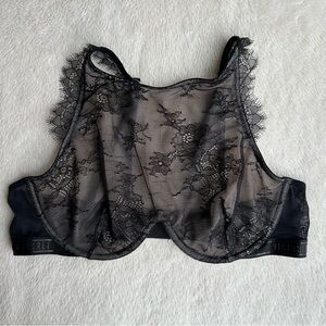 Victoria’s Secret Very Sexy Logo High Neck Underwire Bra Unlined Black Lace 36D